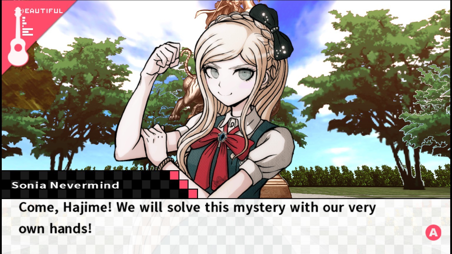 Sonia: Come, Hajime! We will solve this mystery with our very own hands!